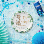 Das ist ein Junge! Safari Giraffe Babyduschplatte Pappteller (Party)