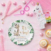 Das ist ein Junge! Safari Giraffe Babyduschplatte Pappteller (Party)