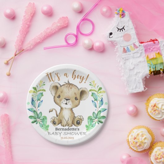 Das ist ein Junge! Safari Lion Baby Shower Plate Pappteller (Party)