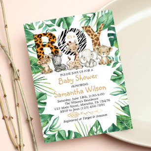 Das ist ein Junge! Safari Wild Baby Shower Party Einladung
