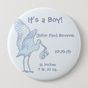 Das ist ein Junge! Schaltfläche "Blue Dots Stork" Button