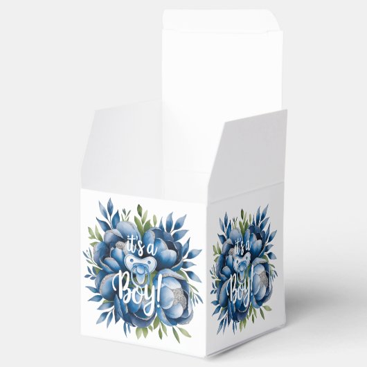 Das ist ein Junge! Schnuller & Peonies Baby Dusche Geschenkschachtel (Geöffnet)