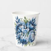 Das ist ein Junge! Schnuller- und Peonies-Babydusc Pappbecher (Rückseite)