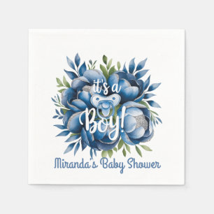 Das ist ein Junge! Schnuller- und Peonies-Babydusc Serviette