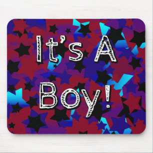 Das ist ein Junge! Sterne in Dunkelrot und Blues Mousepad