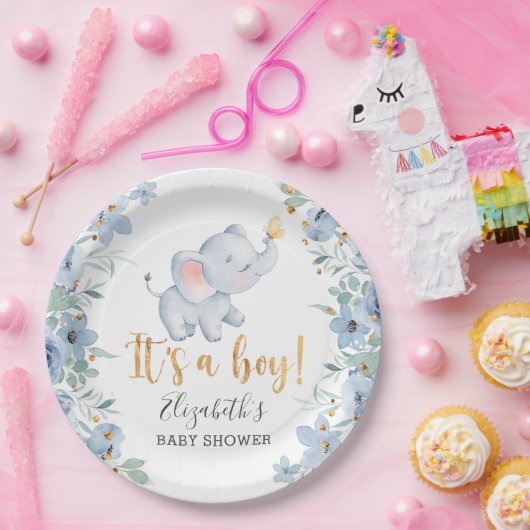 Das ist ein Junge! Sweet Elephant Baby Shower Part Pappteller (Party)