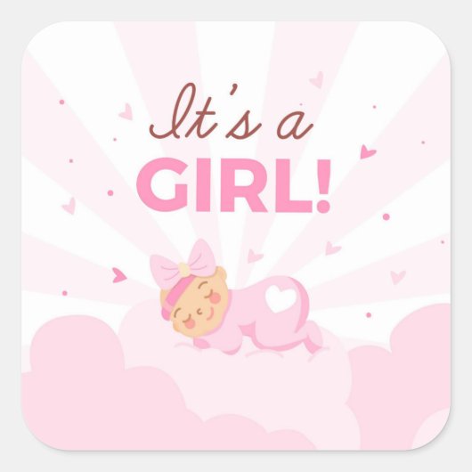 Das ist ein Mädchen Quadratischer Aufkleber (Vorderseite)