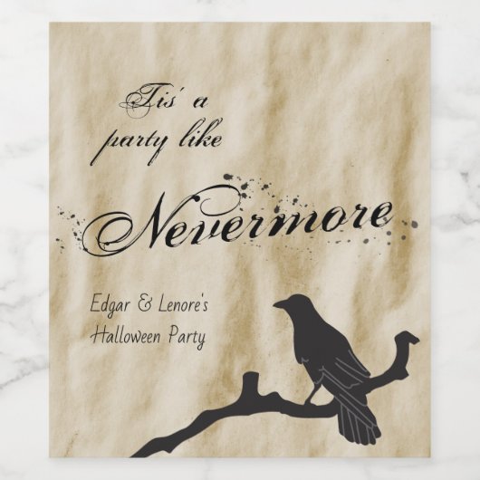 Das ist ein Party wie Nevermore Raven Halloween Weinetikett (Einzelnes Label)