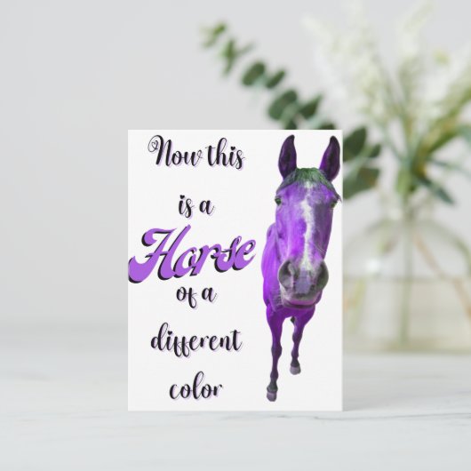 Das ist ein Pferd mit einer anderen Farbe Lila Postkarte (Stehend Vorderseite)