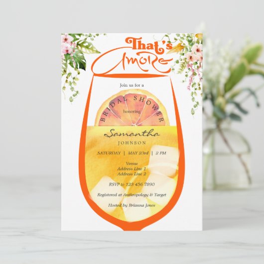 Das ist ein tropisches Aperol-Brautparty Einladung (Stehend Vorderseite)