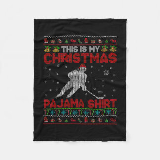 Das ist ein Weihnachtspyjama-Shirt Santa Hockey Fleecedecke