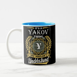 Das ist ein Yakov-Ding, das man nicht verstehen ko Zweifarbige Tasse