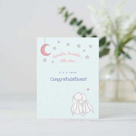 Das ist ein Zwilling! Glückwunsch - Niedliche Kani Postkarte (Stehend Vorderseite)