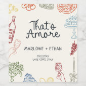 Das ist eine bunt Illustrierte Hochzeit Weinetikett (Einzelnes Label)