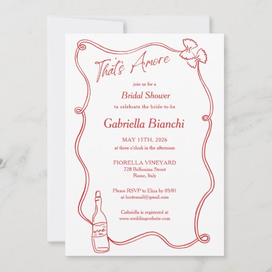 Das ist eine eher skurrile Hand Drawn Chic Italien Einladung (Vorderseite)