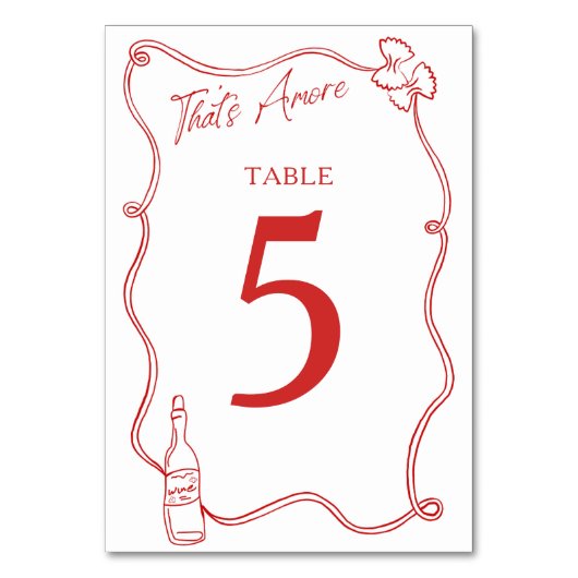 Das ist eine eher skurrile Hand Drawn Chic Italien Tischnummer (Vorderseite)