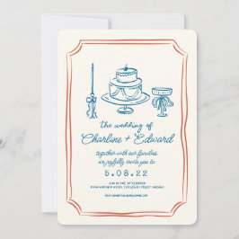 Das ist eine Funky Zeichnend Hochzeit mit Handschr Einladung