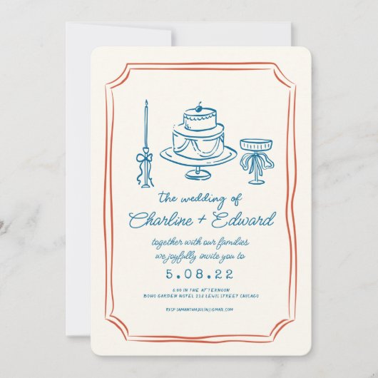 Das ist eine Funky Zeichnend Hochzeit mit Handschr Einladung (Vorderseite)