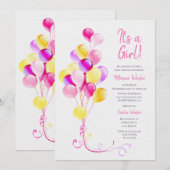 Das ist eine Girl Pink Babydusche Einladung (Vorne/Hinten)