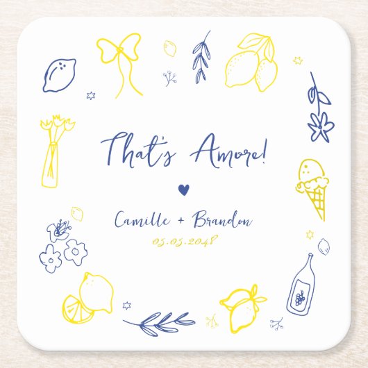 Das ist eine handgezeichnete italienische Engageme Rechteckiger Pappuntersetzer (Vorderseite)