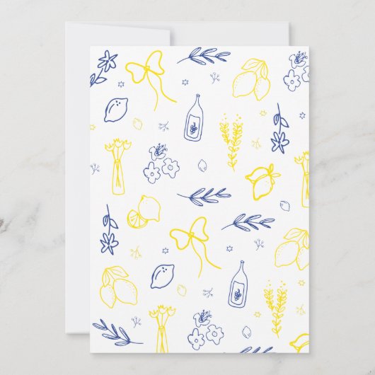 Das ist eine handgezeichnete italienische Hochzeit Save The Date (Rückseite)