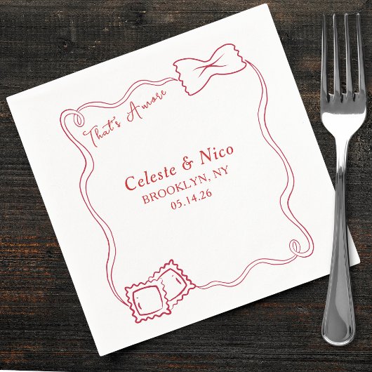 Das ist eine handgezogene Pasta Rote Italienische Serviette