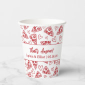 Das ist eine handgezogene Pizza Party Chic Wedding Pappbecher (Vorderseite)