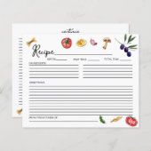 Das ist eine italienische inspirierte Rezept-Karte (Vorne/Hinten)
