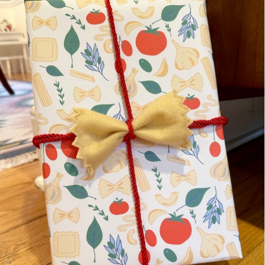 Das ist eine klassische italienische Pasta Formen Geschenkpapier Set