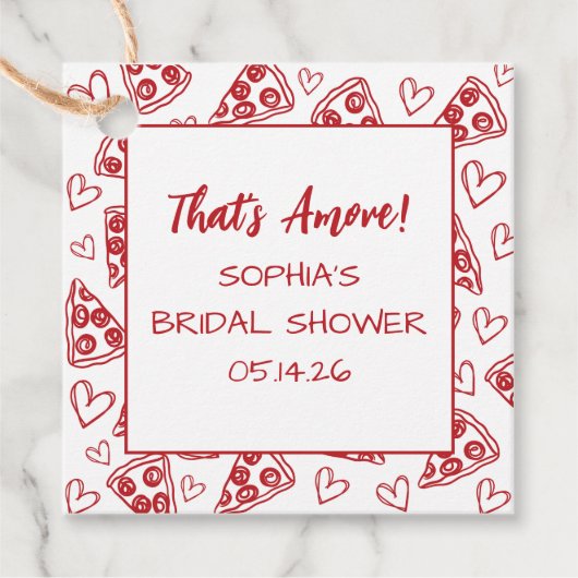 Das ist eine weitere Brautparty Hand gezogen Pizza Geschenkanhänger (Vorderseite)