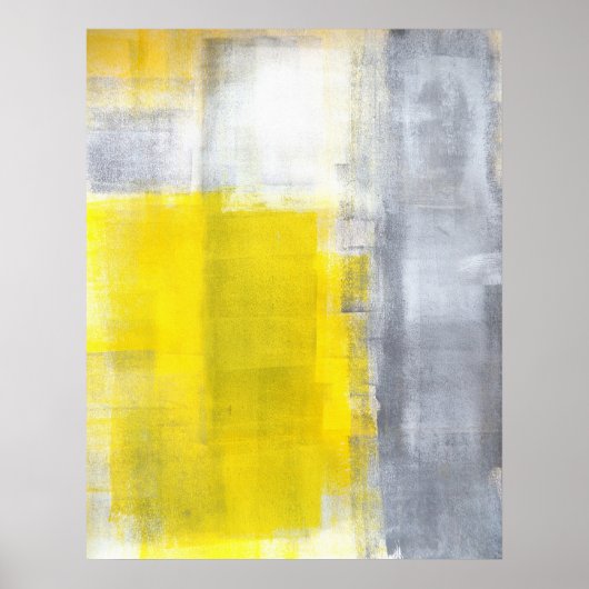 "Das ist es" Graues und Gelbes Abstraktes Kunstged Poster (Vorne)