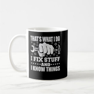 Das ist es, was ich mache, Dinge zu reparieren und Kaffeetasse