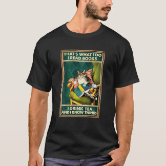 Das ist es, was ich tue. Ich lese Bücher. Ich trin T-Shirt