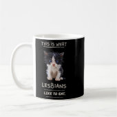 Das ist es, was Lesben gerne essen - Funny Cat Gra Kaffeetasse (Links)
