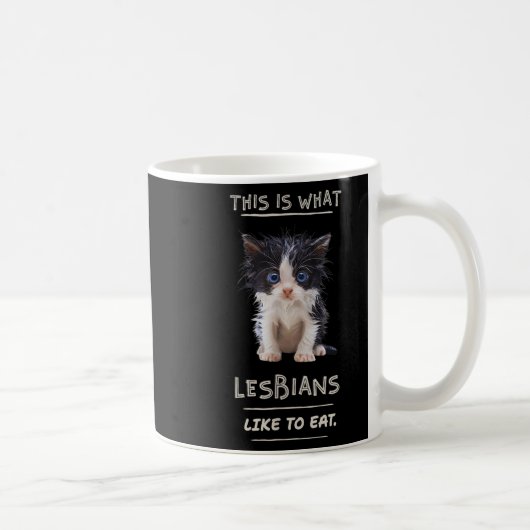 Das ist es, was Lesben gerne essen - Funny Cat Gra Kaffeetasse (Rechts)