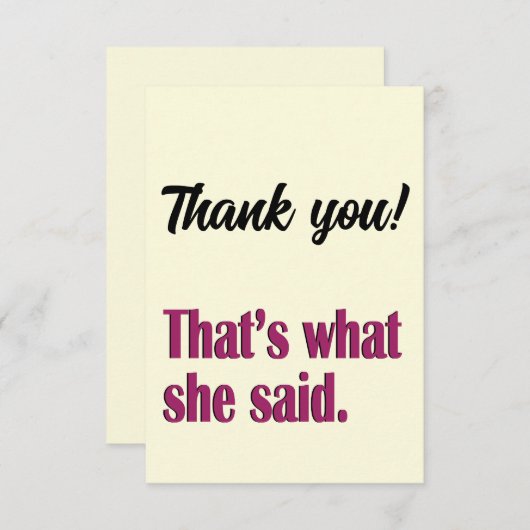 Das ist es, was sie lustig sagte Dankeschön-Notize Dankeskarte (Vorne/Hinten)
