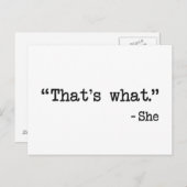 Das ist es, was sie zitiert hat postkarte (Vorne/Hinten)