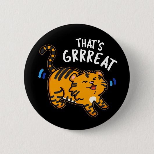 Das ist Großer Funny Tiger Growl Pun Dark BG Button (Vorderseite)
