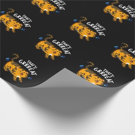 Das ist Großer Funny Tiger Growl Pun Dark BG Geschenkpapier (Ecke)