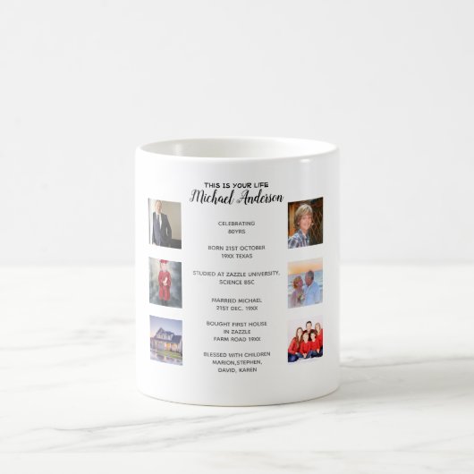 DAS IST IHR LEBEN - FOTOS + MILESTONEN HINZUFÜGEN KAFFEETASSE (Mittel)