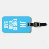 Das ist Ihre Tasche | Custom Initials Bold Neon Bl Gepäckanhänger (Vorderseite horizontal)