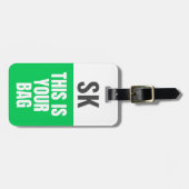 Das ist Ihre Tasche | Custom Initials Bold Neon Gr Gepäckanhänger (Vorderseite horizontal)