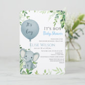 Das ist Junge! Niedliches kleines Elefantenbaby mi Einladung (Stehend Vorderseite)