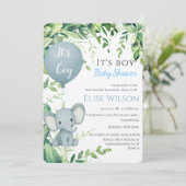 Das ist Junge! Niedliches kleines Elefantenbaby mi Einladung (Stehend Vorderseite)