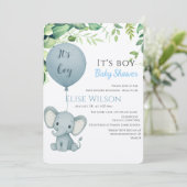 Das ist Junge! Niedliches kleines Elefantenbaby mi Einladung (Stehend Vorderseite)