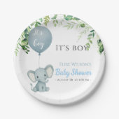 Das ist Junge! Niedliches kleines Elefantenbaby mi Pappteller (Vorderseite)