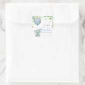 Das ist Junge! Niedliches kleines Elefantenbaby mi Quadratischer Aufkleber (Tasche)