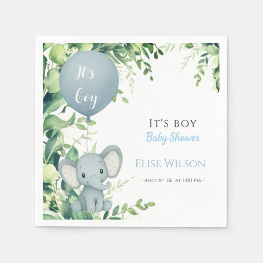 Das ist Junge! Niedliches kleines Elefantenbaby mi Serviette (Vorderseite)