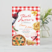 Das ist mehr italienische Pizza Weindusche Einladung (Stehend Vorderseite)