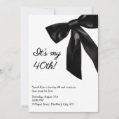 "Das ist mein 40." Elegant Black Bow Birthday Einladung (Vorderseite)